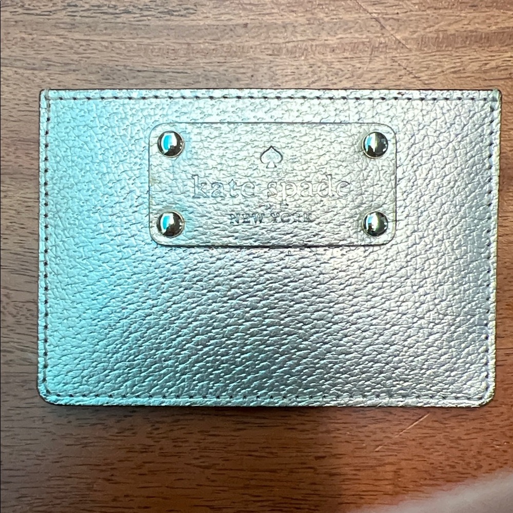 Kate Spade Metallic Gold/Gold Leather Card Case/Mini-Billfold - Picture 2 of 3